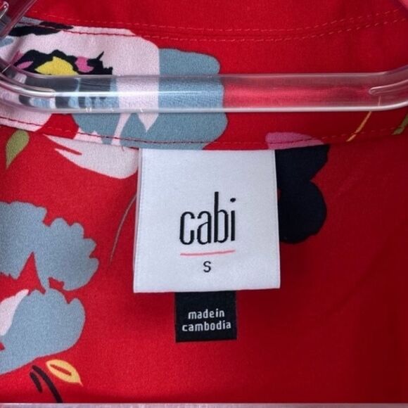 CAbi Women’s Afternoon Midi Dress 6218 Red Floral Size Small Short Sleeve - Picture 7 of 11